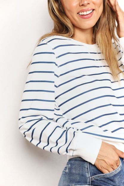 Double Take Striped Long Sleeve Round Neck Top