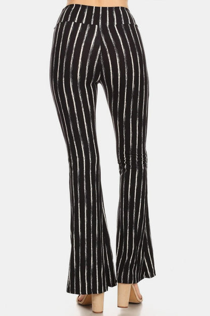 Leggings Depot Striped High Waist Flare Pants