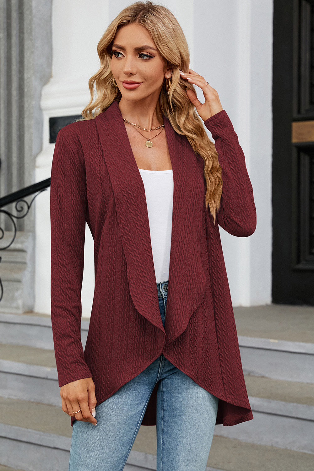 Open Front Long Sleeve Cardigan