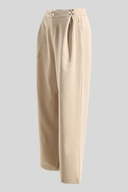 Ruched Pocketed Straight Pants