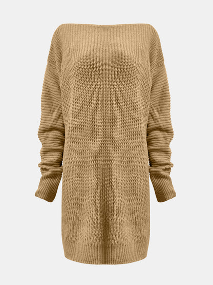 One Shoulder Lantern Sleeve Sweater Dress