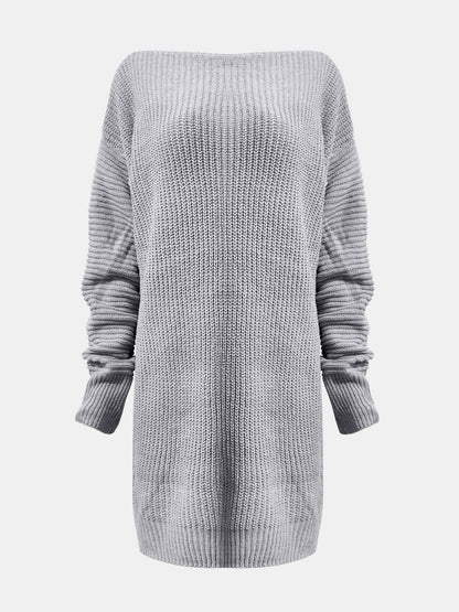 One Shoulder Lantern Sleeve Sweater Dress