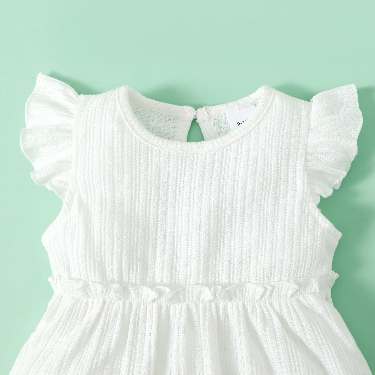 Ruffled Round Neck Cap Sleeve Dress