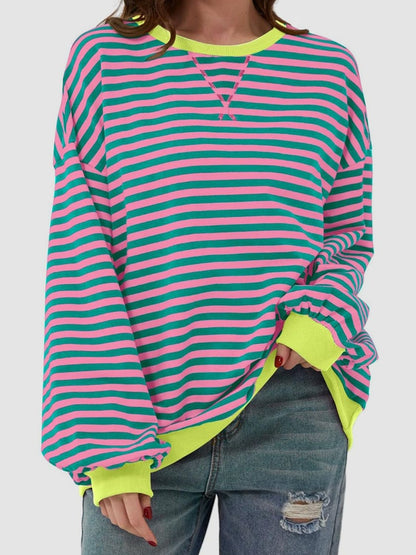 Striped Round Neck Long Sleeve T-Shirt