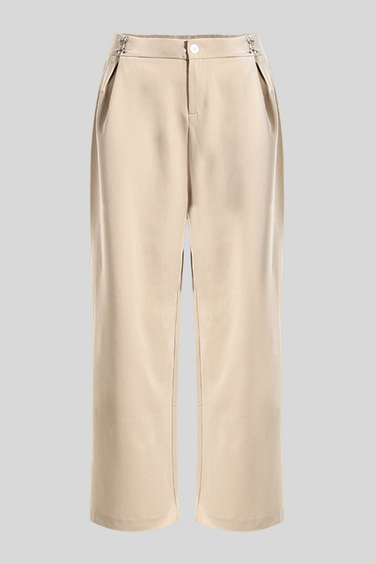 Ruched Pocketed Straight Pants