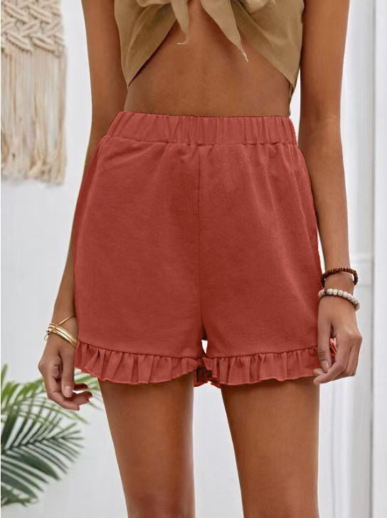 Frill Elastic Waist Shorts