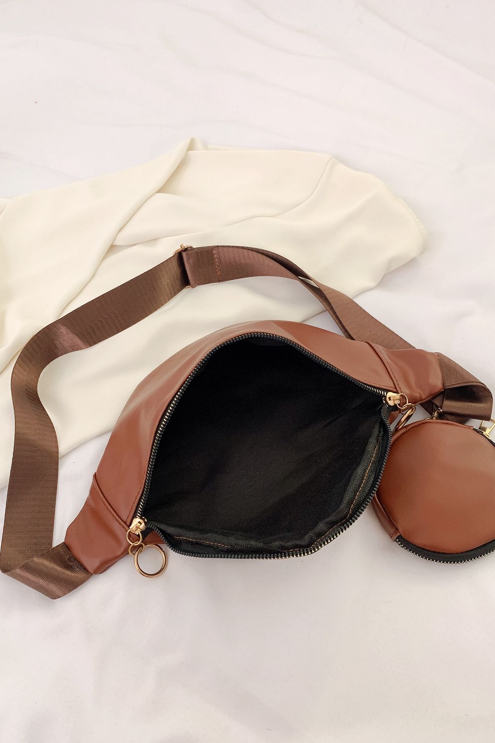 PU Leather Sling Bag with Small Purse