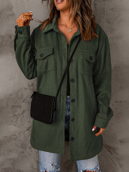 Drop Shoulder Button Down Collared Coat