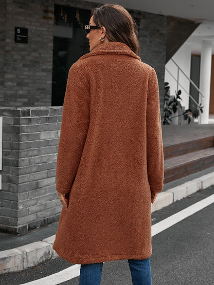 Plush Collared Neck Button Up Coat