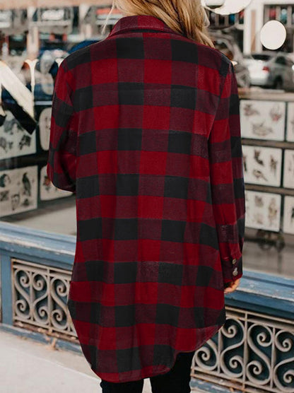 Plaid Snap Down Long Sleeve Jacket