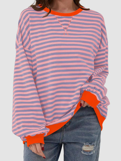 Striped Round Neck Long Sleeve T-Shirt