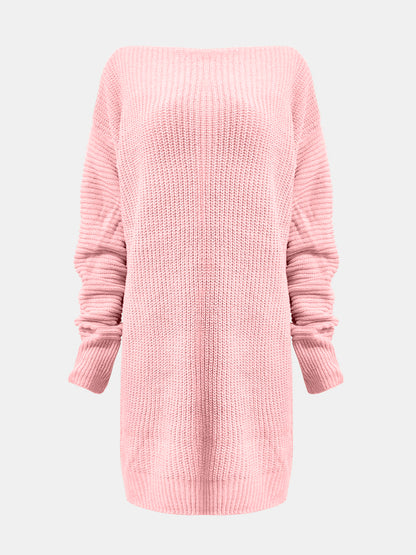 One Shoulder Lantern Sleeve Sweater Dress