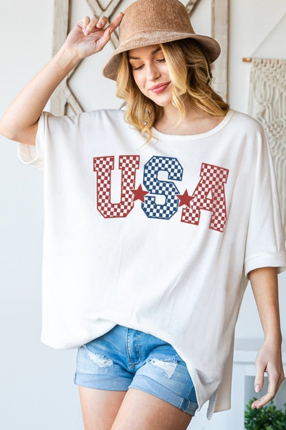 HOPELY USA Graphic Round Neck T-Shirt