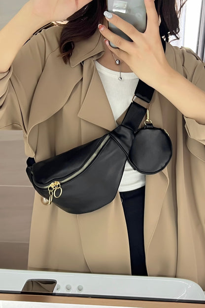 PU Leather Sling Bag with Small Purse