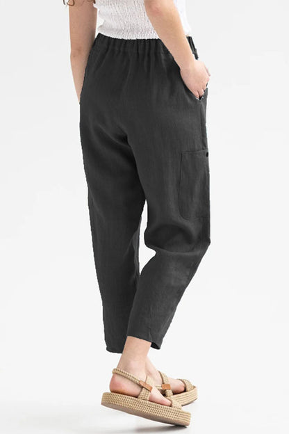 Pocketed Elastic Waist Pants