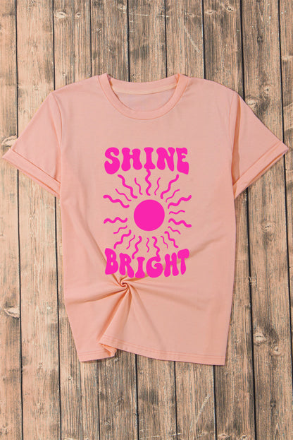 SHINE BRIGHT Round Neck Short Sleeve T-Shirt