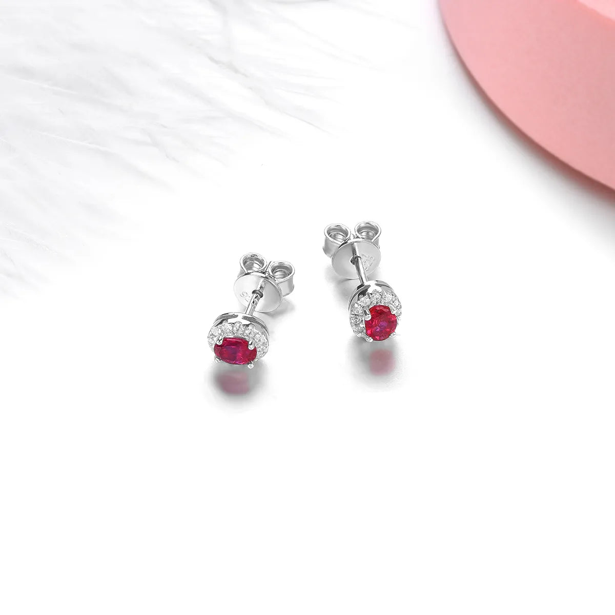 Natural Ruby Gemstone Sterling Silver Stud Earrings 0.5 Carats Genuine Precious Stone