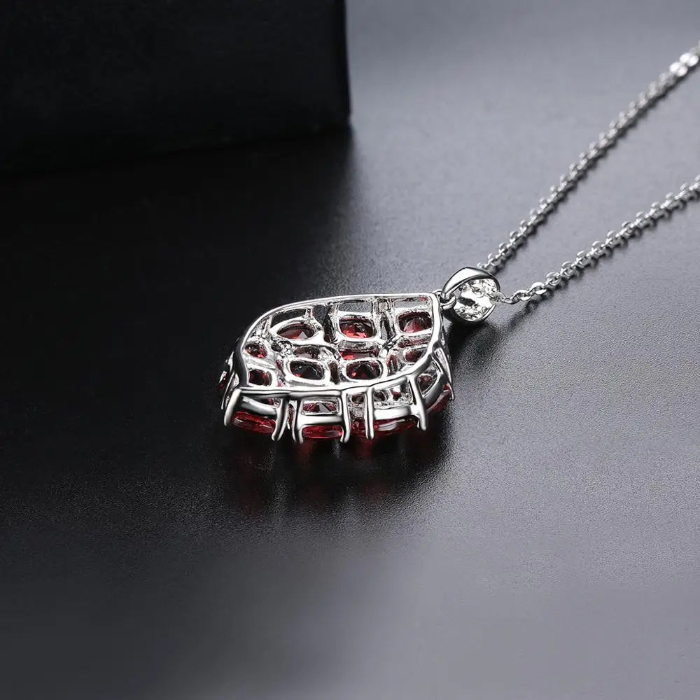 Natural Red Garnet Silver Pendants for Women S925 Jewelry 8.7 Carats