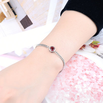 Natural Rhodolite Garnet Solid Silver S925 Bracelet 1.5 Carats