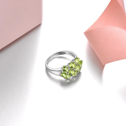 Natural Peridot Solid Silver Ring 3.6 Carats