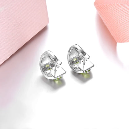 Natural Peridot Sterling Silver Clip Earring for Women 2.85 Carats Genuine Gemstone