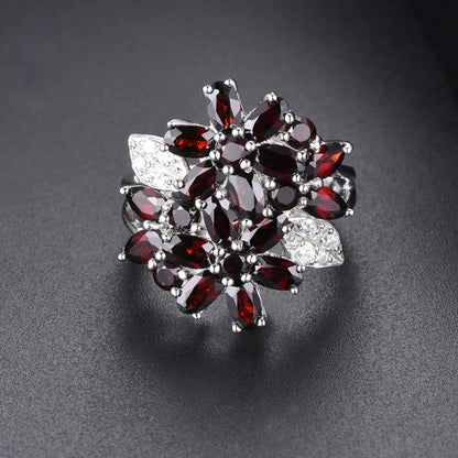 Natural Red Gemstone Women's 925 Sterling Silver Ring