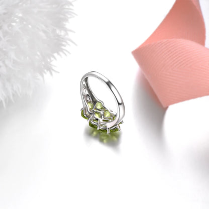 Natural Peridot Solid Silver Ring 3.6 Carats