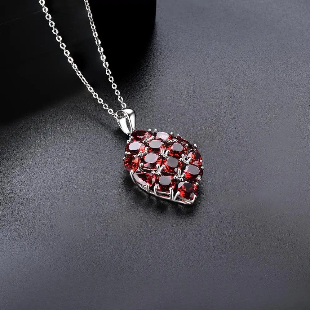 Natural Red Garnet Silver Pendants for Women S925 Jewelry 8.7 Carats