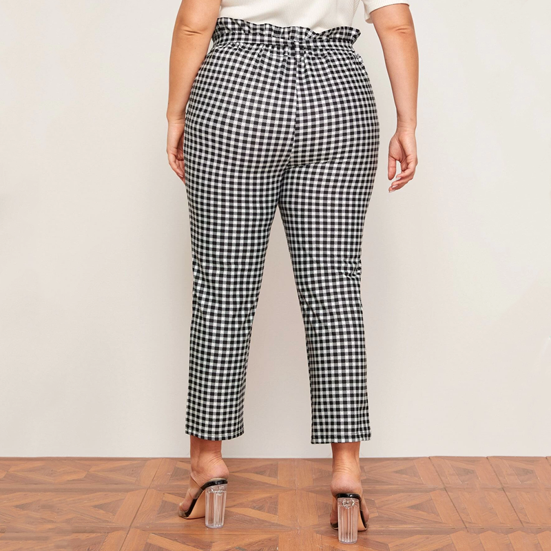 Retro Style Black and White plus Size Straight Pants Artsy