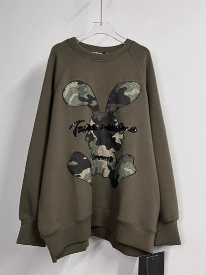 Sweater Fashion Heavy Industry Camouflage Rabbit Belly Covering Cartoon