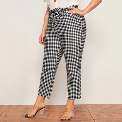 Retro Style Black and White plus Size Straight Pants Artsy