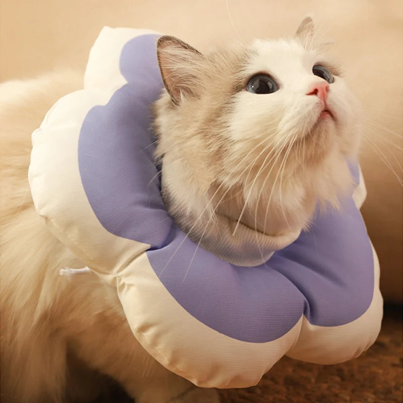 Adjustable Cat Flower Neck Collar - Anti-Bite Surgery Cone Cover.