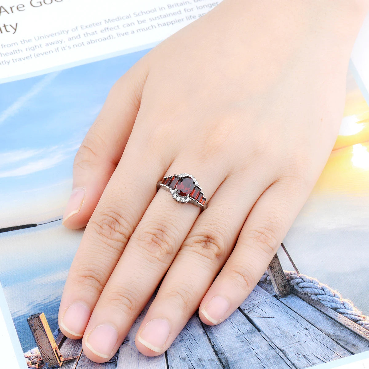 Natural Red Garnet Sterling Silver Rings 2.3 Carats