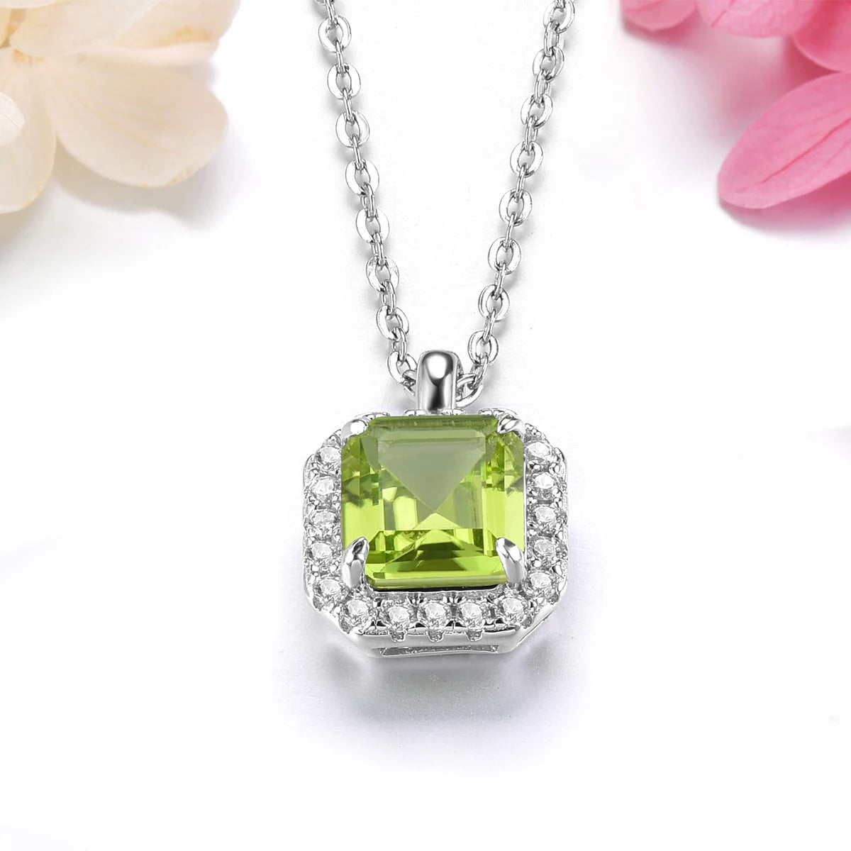 Natural Peridot Sterling Silver Pendants 1.5 Carats Genuine Gemstone