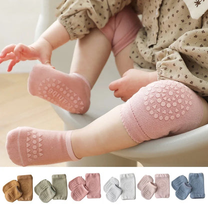 Summer Baby Knee Pads Socks Set Solid Color Non-slip Socks Kneecap Kid Crawling Safety Floor Sock Knee Protector for Girls Boy