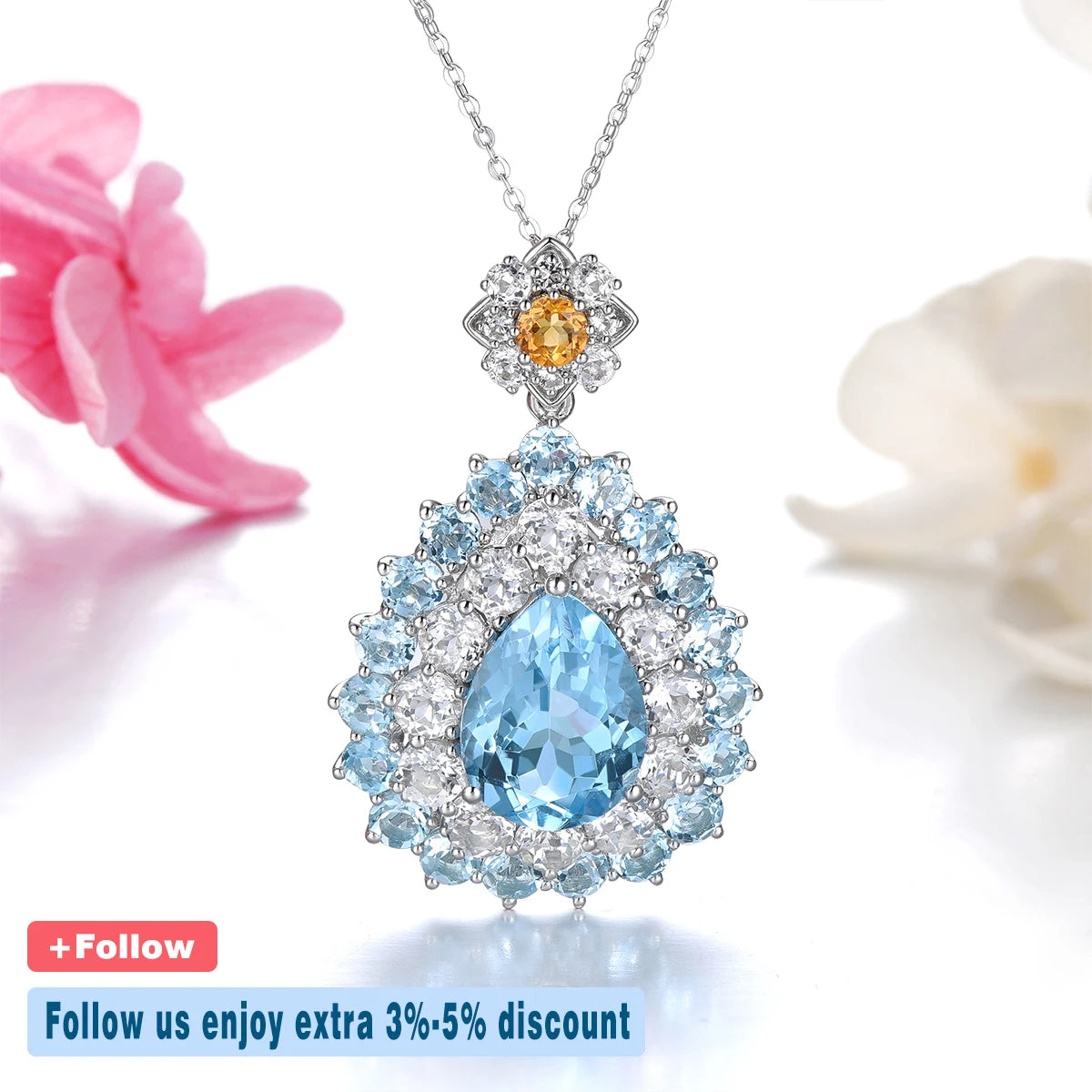 Natural Sky Blue Topaz Pendant 23 Carats Genuine Topaz