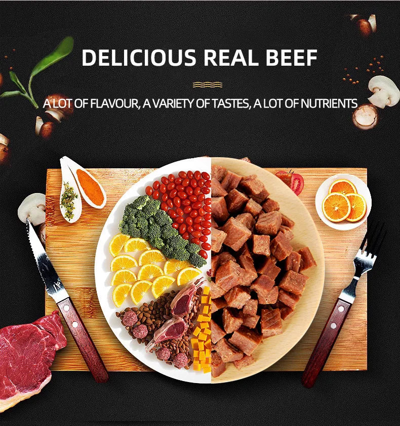 Pet Dog Snacks Beef Cubes Calcium Supplements Meat Dried Dog Training Rewards Snacks Delicious Food 430g Pet Supplies