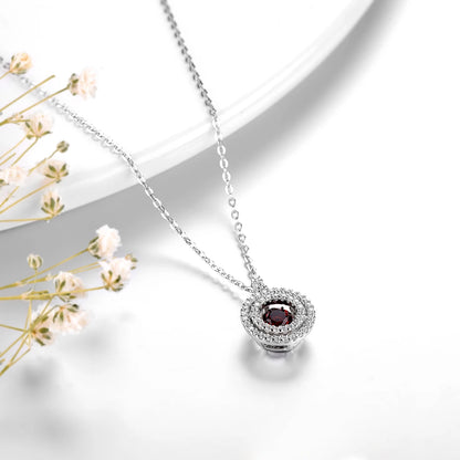 Natural Red Garnet Sterling Silver Pendant Round 4.5mm