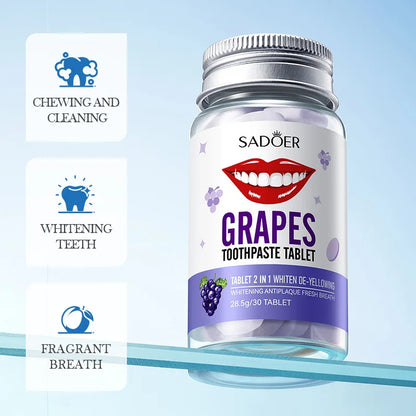 Grape Whitening Solid Toothpaste Cleaning Tartar Removes Yellow Oral Anti-moth Toothpaste 30pcs