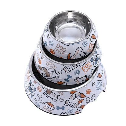 Stainless Steel Pet Bowl Cat Feeder Drinker Supplies Kitten Puppy Food Feeding Water Drinking Bowls Pet Accessories