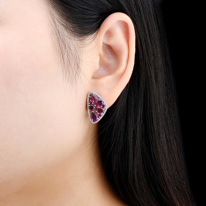 Natural Genuine Rhodolite Garnet Sterling Silver Clip Garnet 5.8 Carats Genuine Rose Garnet