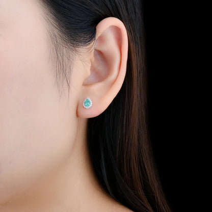 Natural Precious Emerald Stud Earring Sterling Silver 0.6 Carats Geniune Gemstone