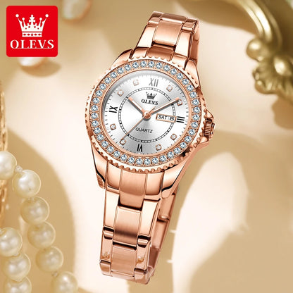 OLEVS 9993 Dual Calendar Quartz Watch For Women