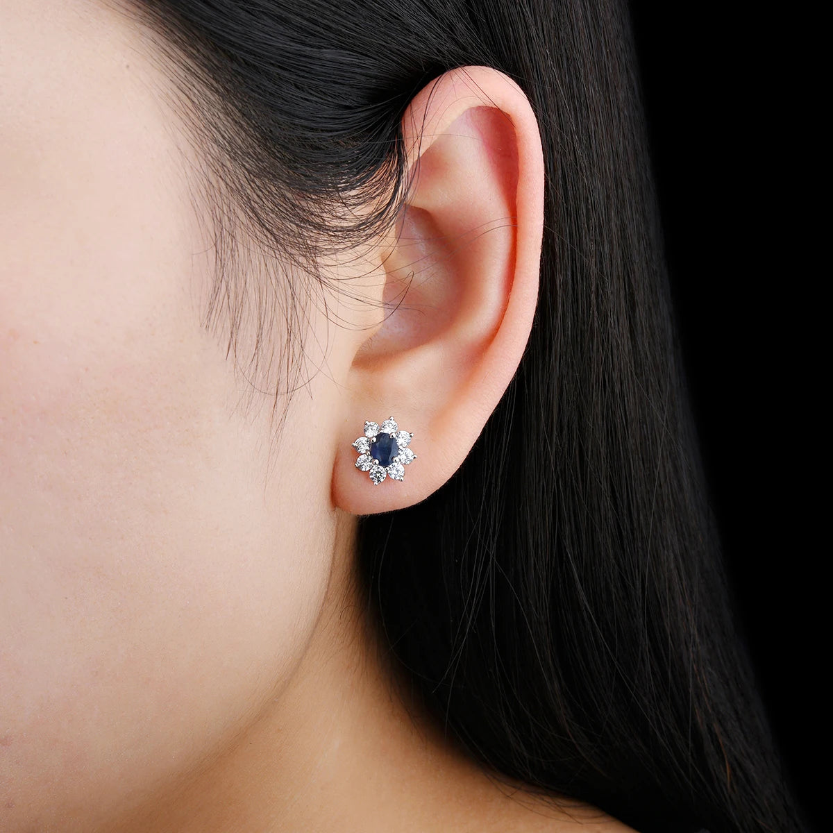 Natural Preicous Blue Sapphire Sterling Silver Stud Earring 0.8 Carats Genuine Gemstone