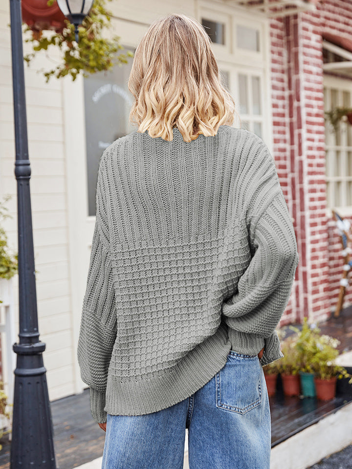 Round Neck Dropped Shoulder Sweater