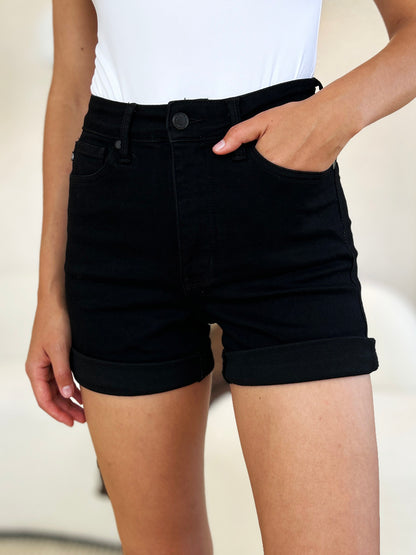 Judy Blue Full Size High Waist Tummy Control Cuffed Denim Shorts