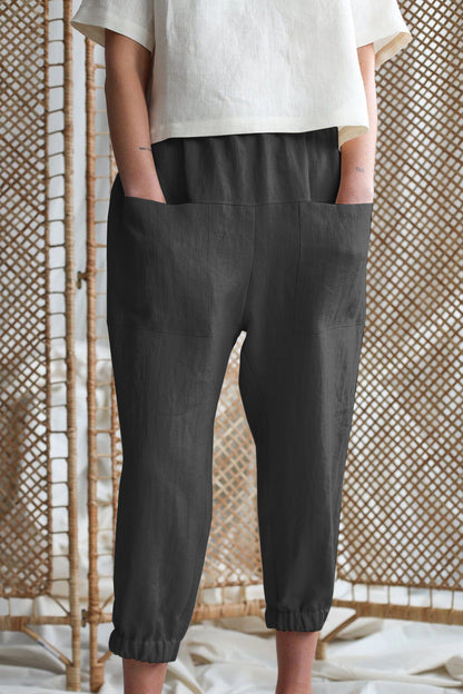 Mid-Rise Waist Pants with Pockets