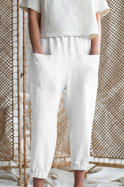 Mid-Rise Waist Pants with Pockets