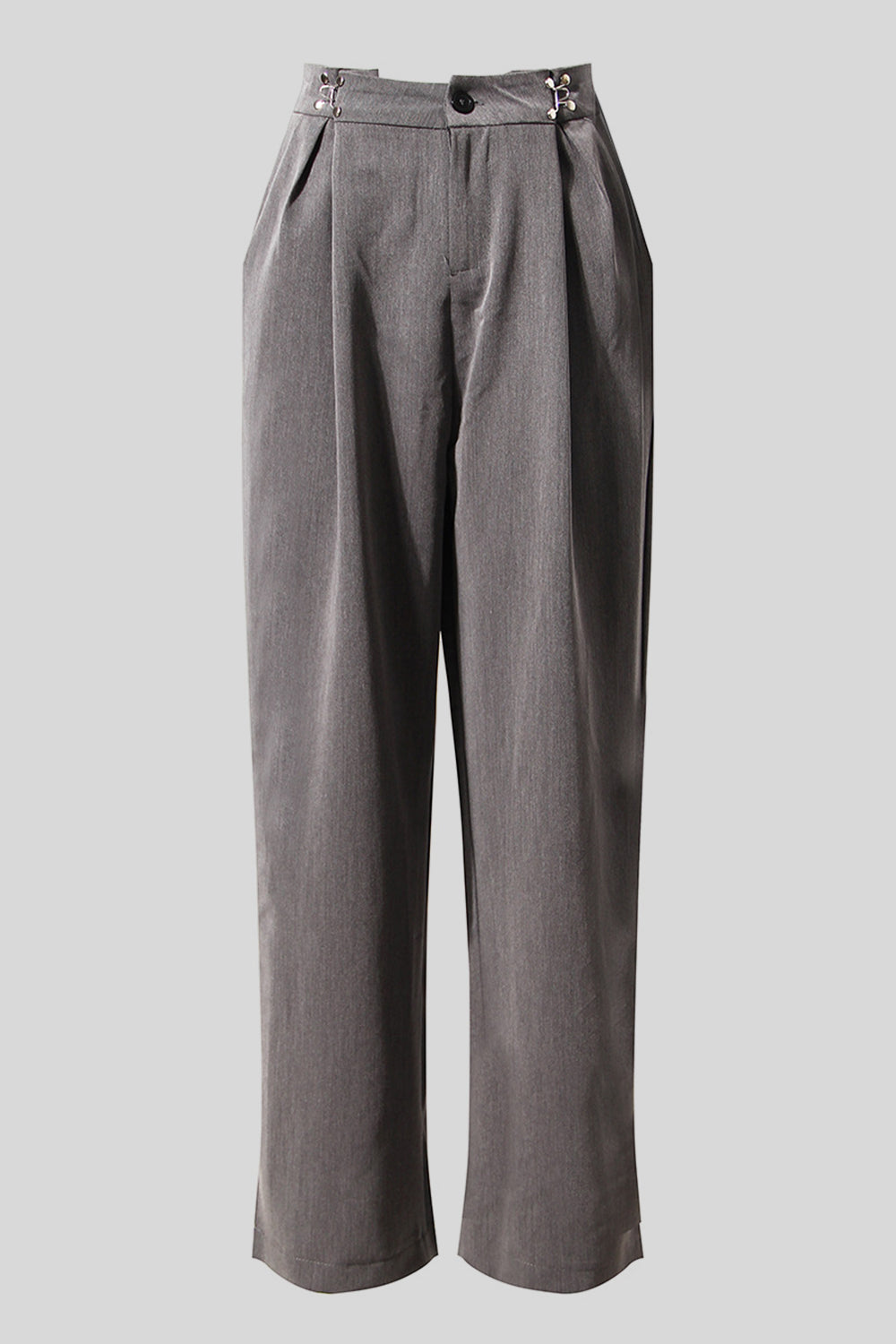 Pocketed Buttoned Straight Pants