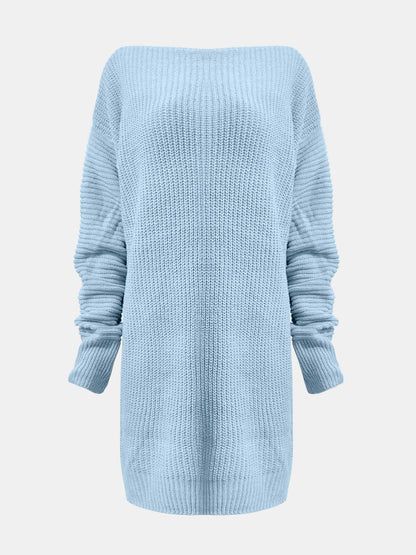 One Shoulder Lantern Sleeve Sweater Dress